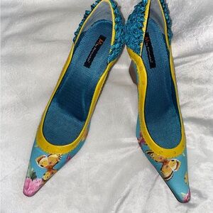Vibrant Blue and Yellow Women's Heels